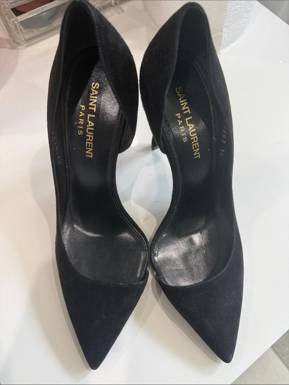 Saint Laurent Black Suede Pointed Pumps